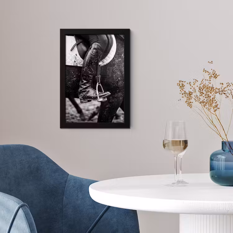 Poster met lijst - Paard - Sport - Zwart - Wit — 2