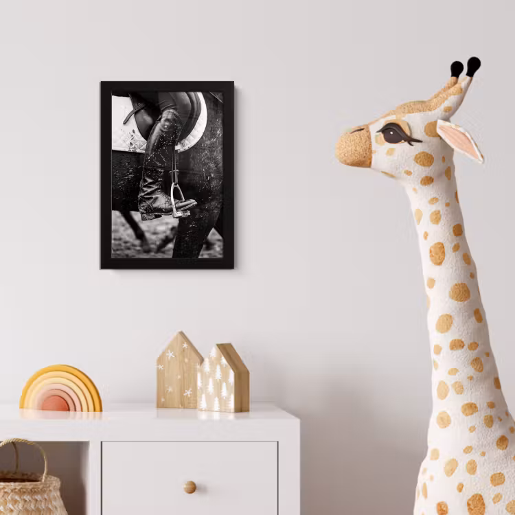 Poster met lijst - Paard - Sport - Zwart - Wit — 5