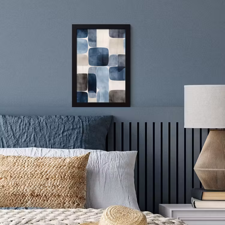 Poster met lijst - Patroon - Blauw - Vierkanten — 4