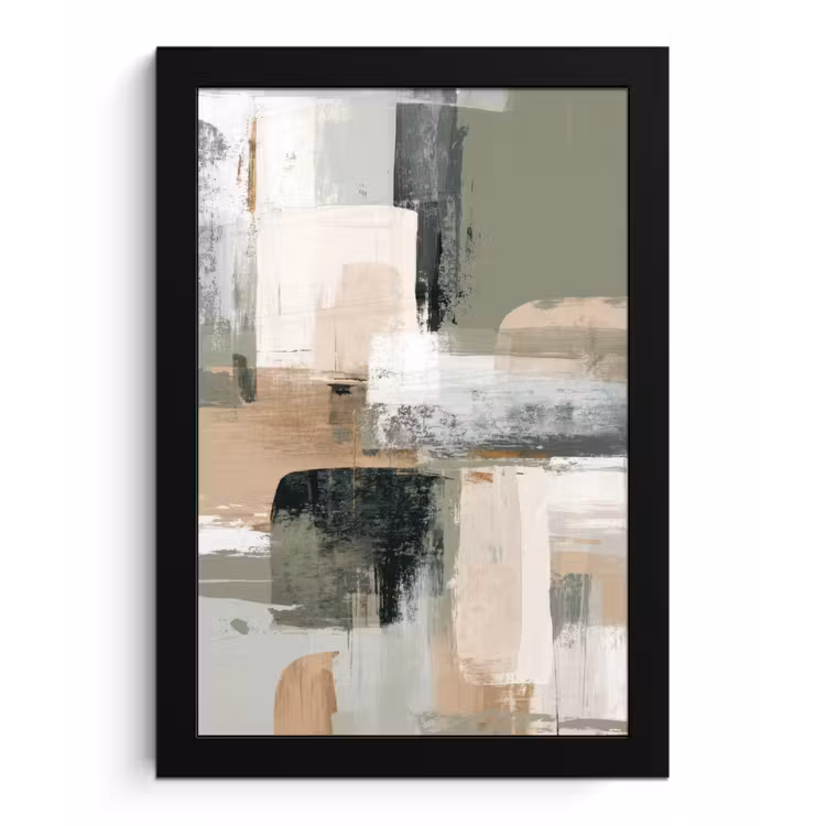 Poster met lijst - Penseelstreken - Abstract - Aardetinten — 1