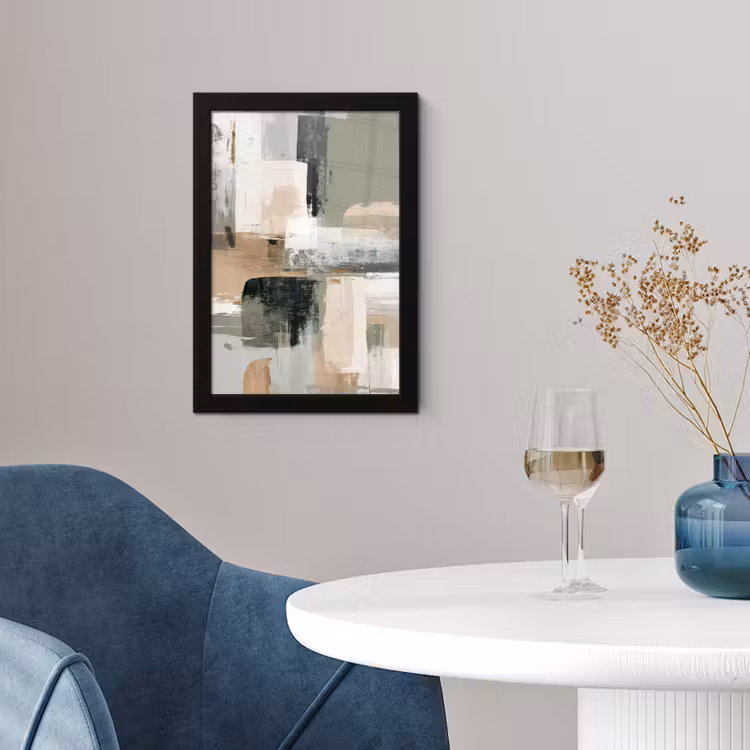 Poster met lijst - Penseelstreken - Abstract - Aardetinten — 2