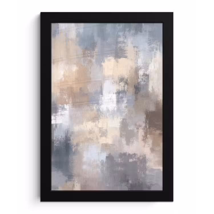 Poster met lijst - Penseelstreken - Schilderij - Beige — 1