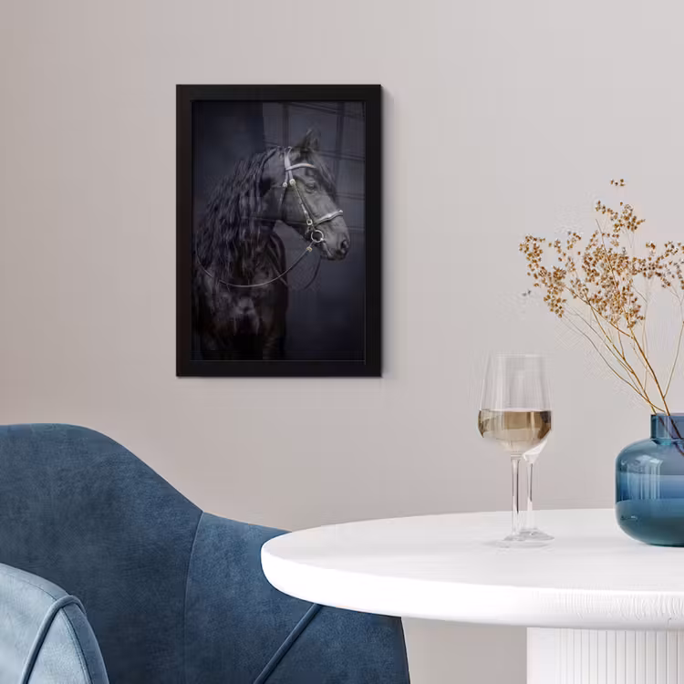 Poster met lijst - Portret - Paard - Donker — 2