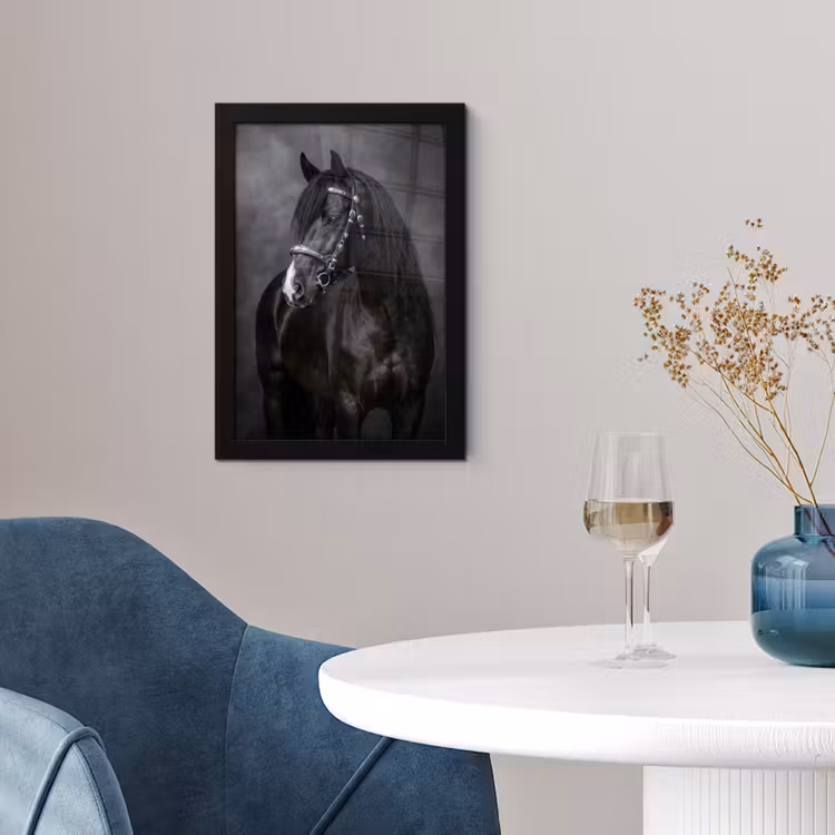 Poster met lijst - Portret - Paard - Zwart — 2
