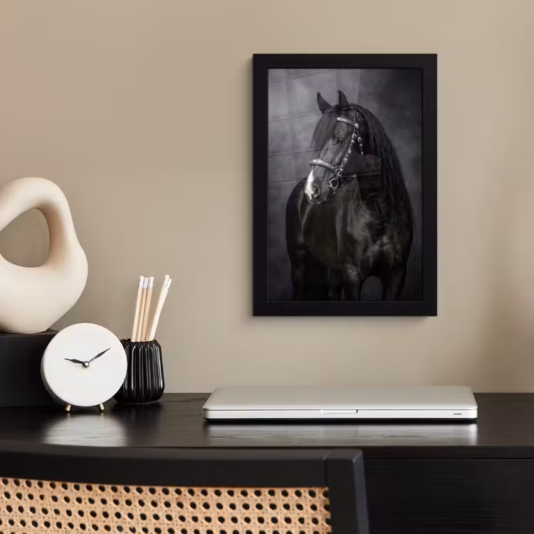 Poster met lijst - Portret - Paard - Zwart — 3