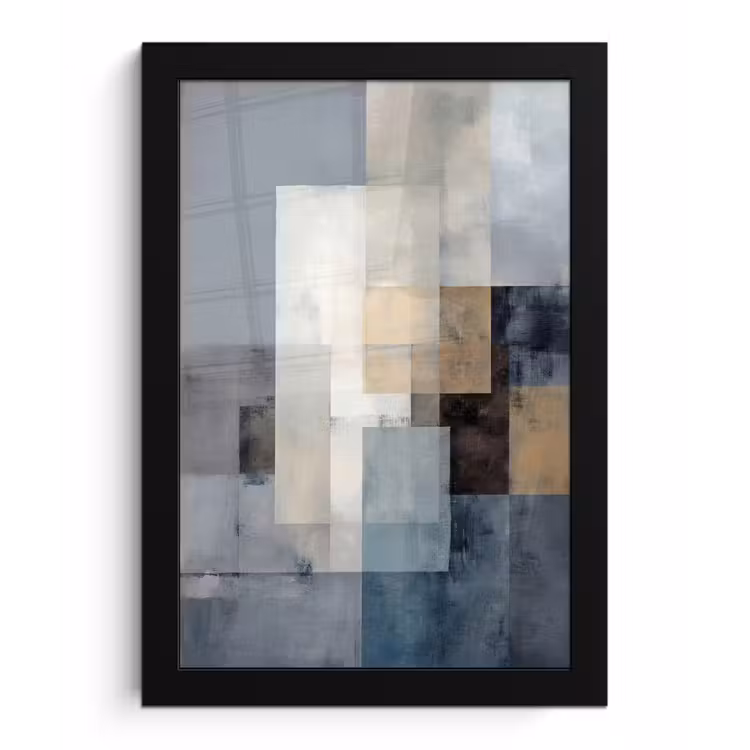 Poster met lijst - Rechthoeken - Abstract - Blauw — 1