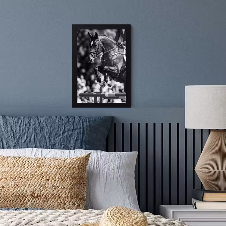 Poster met lijst - Springen - Paard - Zwart - Wit — 4