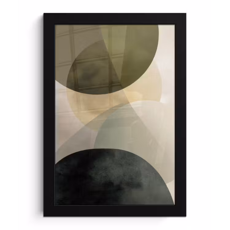 Poster met lijst - Vlakken - Abstract - Beige - Cirkels — 1
