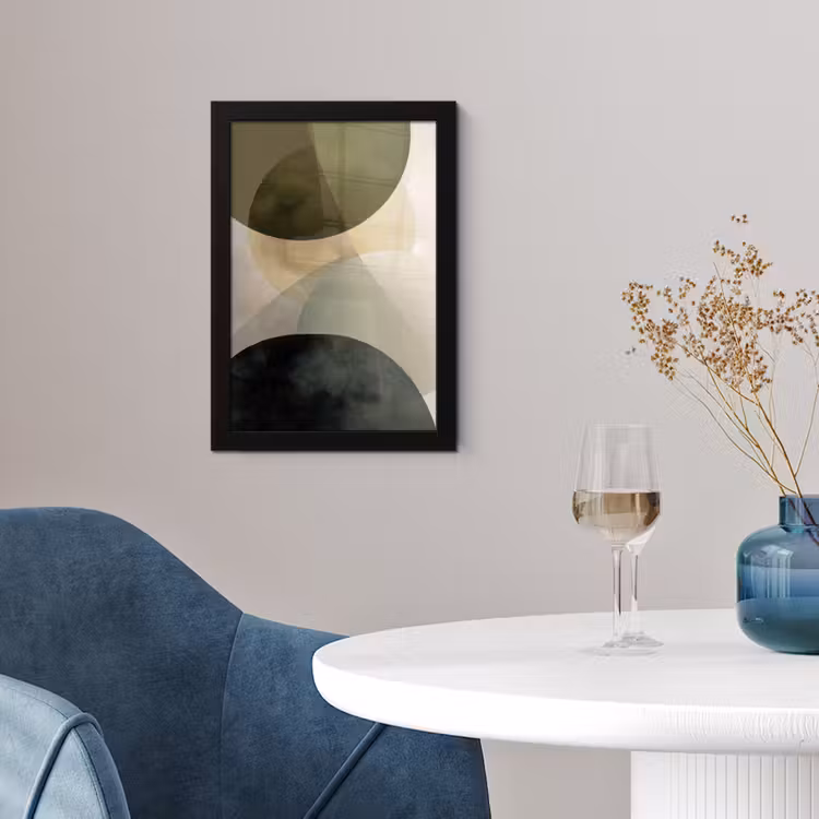 Poster met lijst - Vlakken - Abstract - Beige - Cirkels — 2