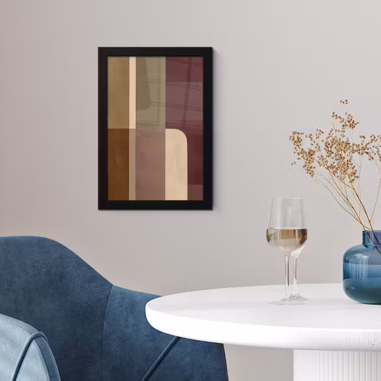Poster met lijst - Vlakken - Abstract - Bordeaux - Lijnen — 2