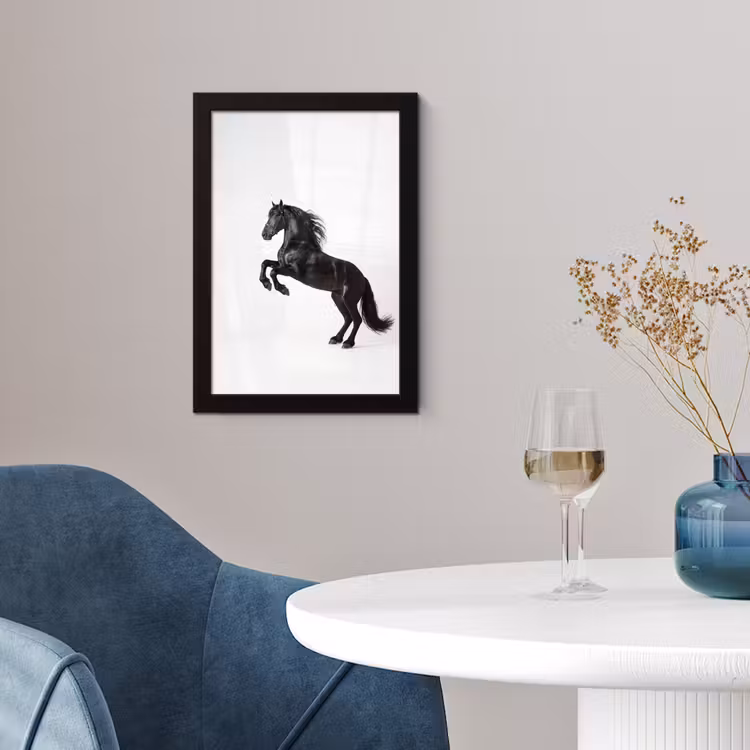 Poster met lijst - Zwart - Paard - Portret — 2