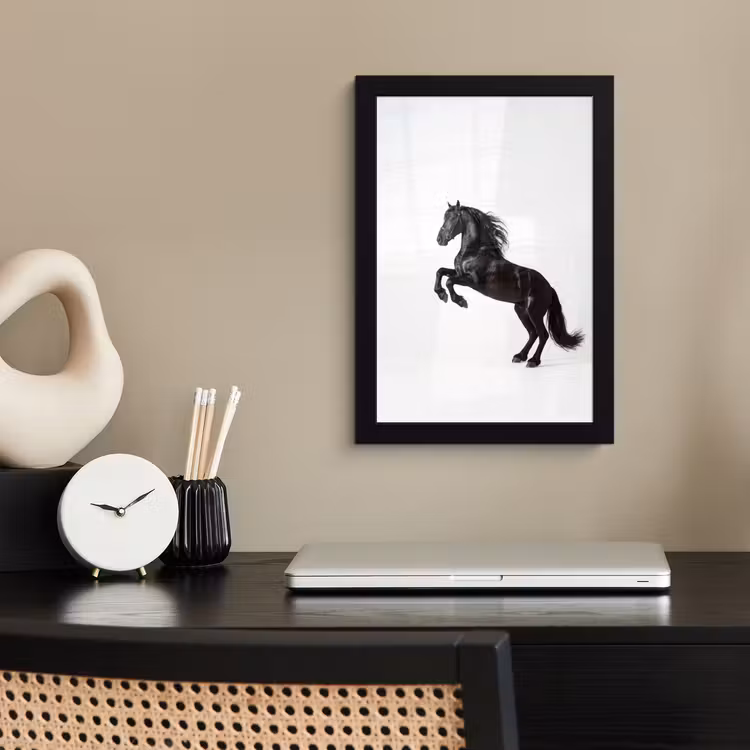Poster met lijst - Zwart - Paard - Portret — 3