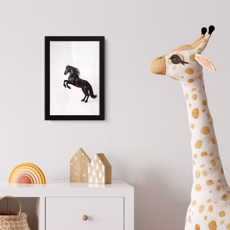 Poster met lijst - Zwart - Paard - Portret — 5
