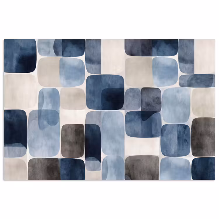 Poster - Patroon - Blauw - Vierkanten — 1