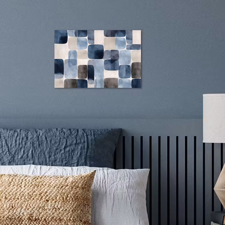 Poster - Patroon - Blauw - Vierkanten — 3