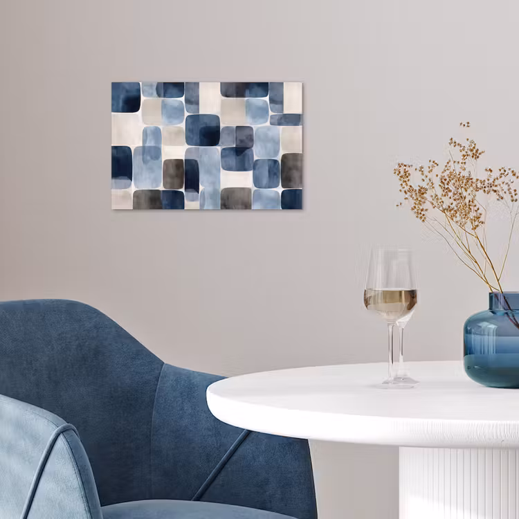 Poster - Patroon - Blauw - Vierkanten — 4