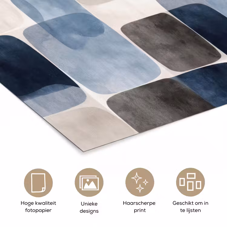 Poster - Patroon - Blauw - Vierkanten — 5