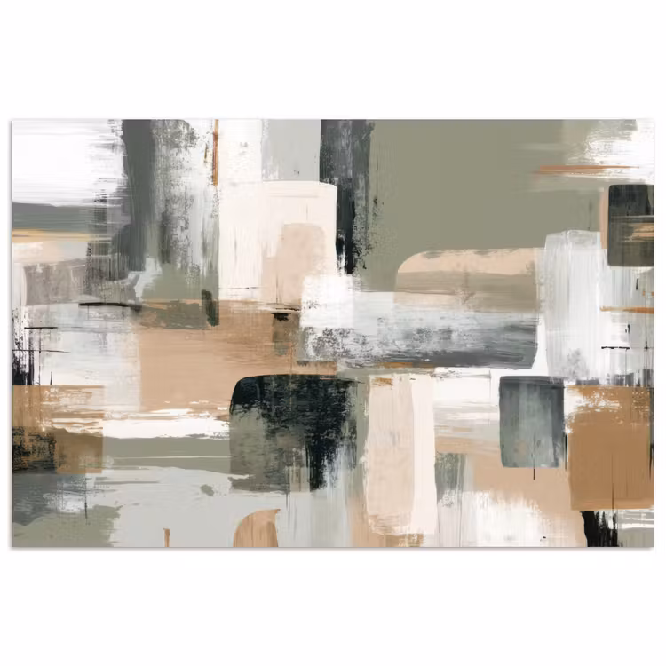 Poster - Penseelstreken - Abstract - Aardetinten — 1