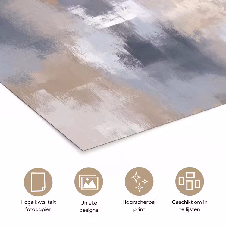 Poster - Penseelstreken - Schilderij - Beige — 5