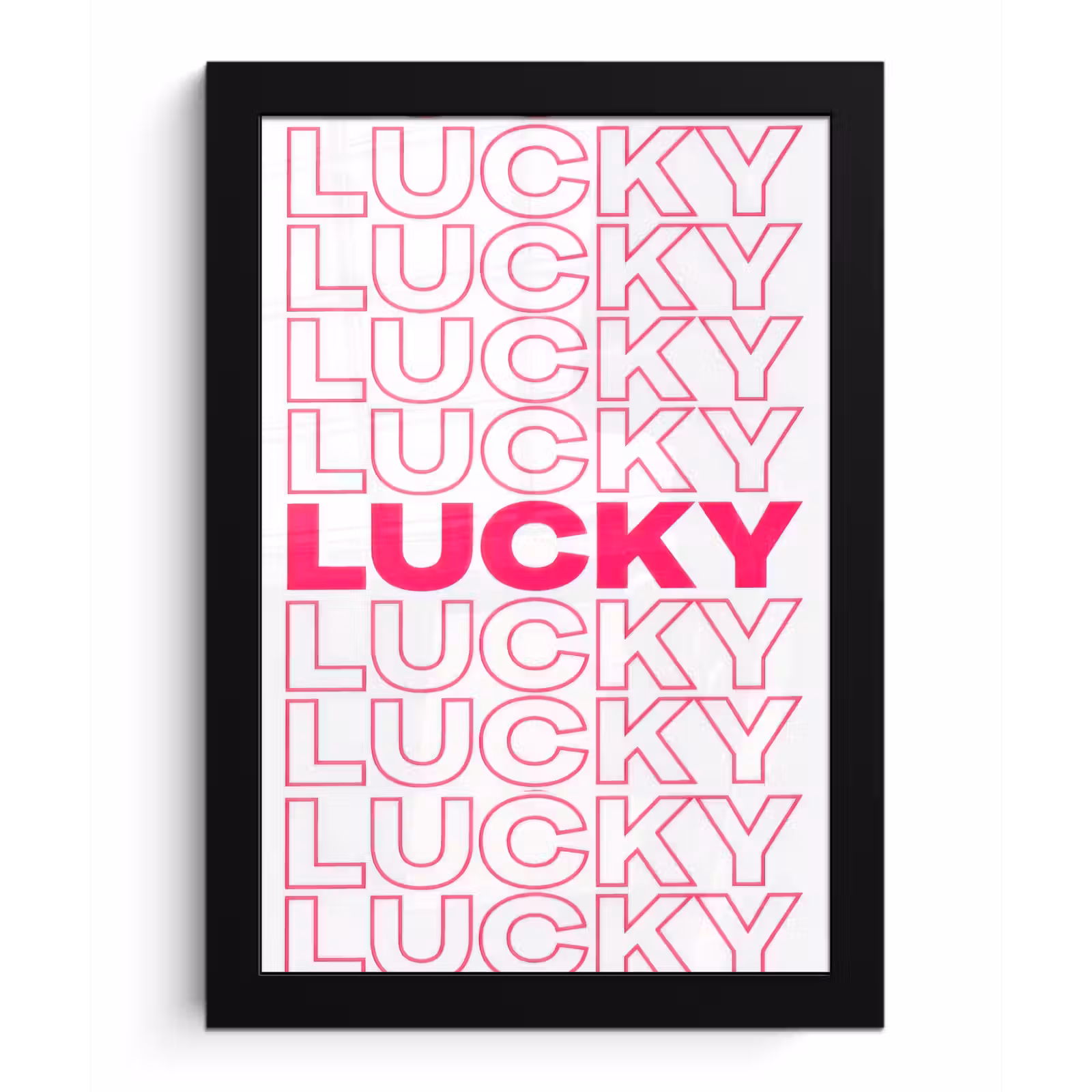 Poster met lijst - Lucky - Roze - Patroon — 1