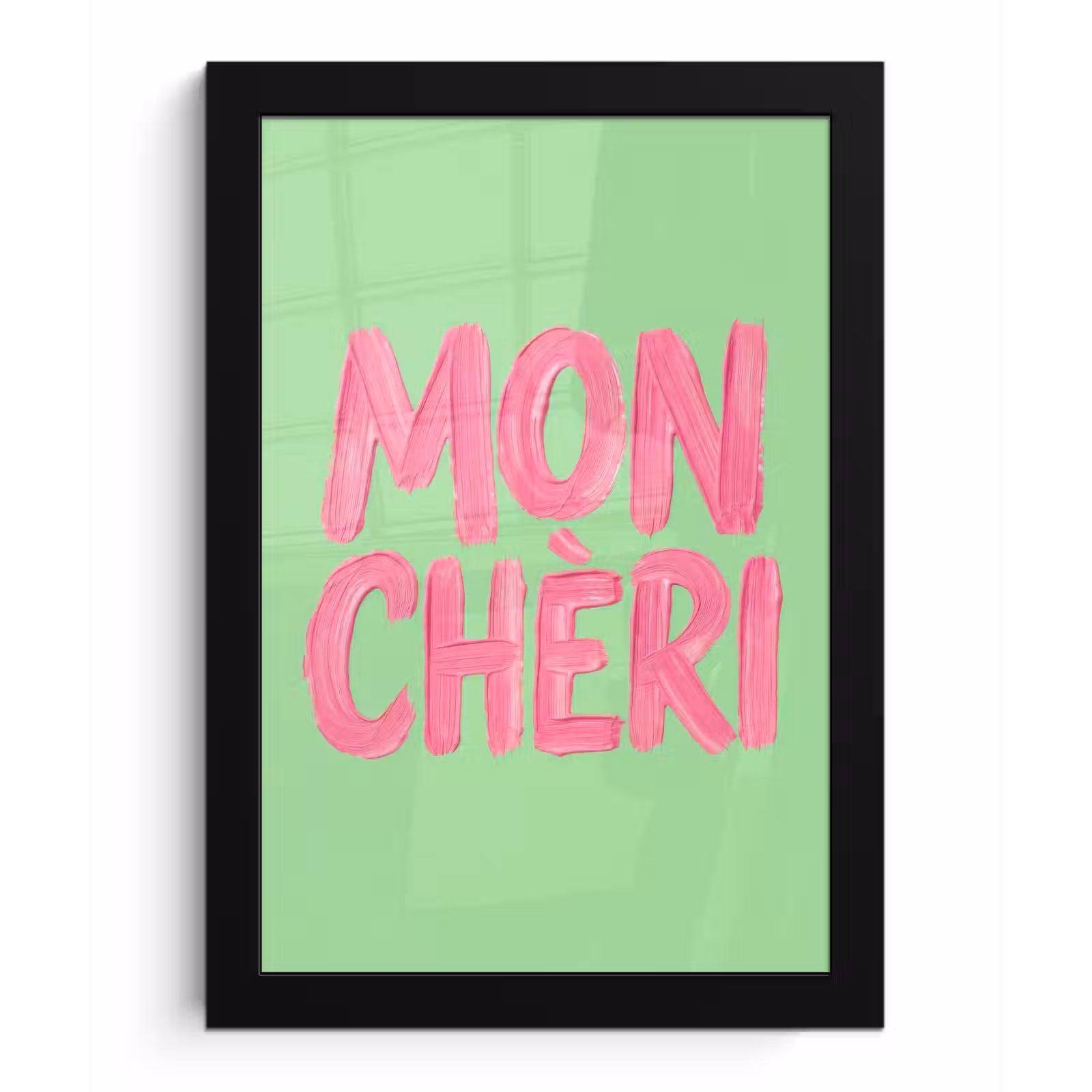 Poster met lijst - Mon cheri - Groen - Roze — 1