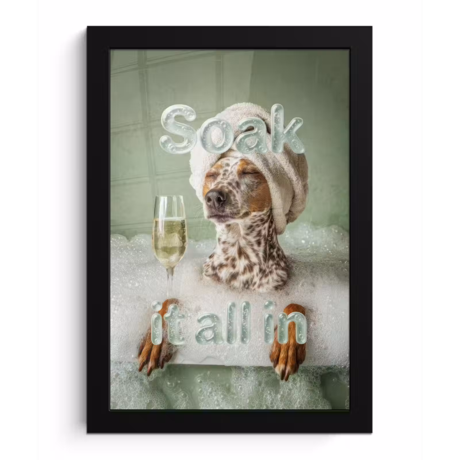 Poster met lijst - Soak it all in - Hond - Bad — 1