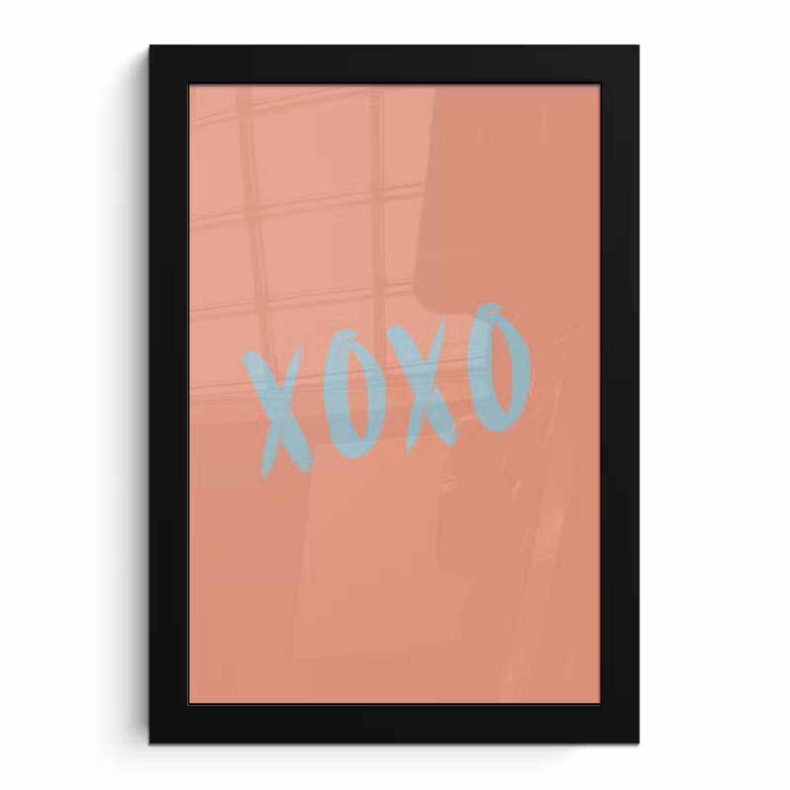 Poster met lijst - XOXO - Blauw - Perzikkleur — 1