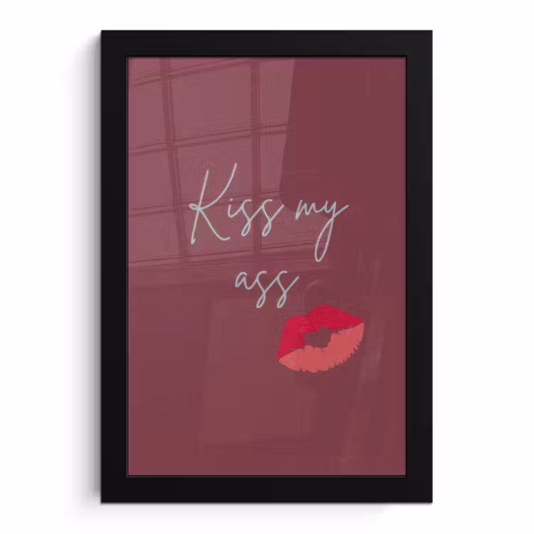 Poster met lijst - Kiss my ass - Lip - Bordeaux — 1
