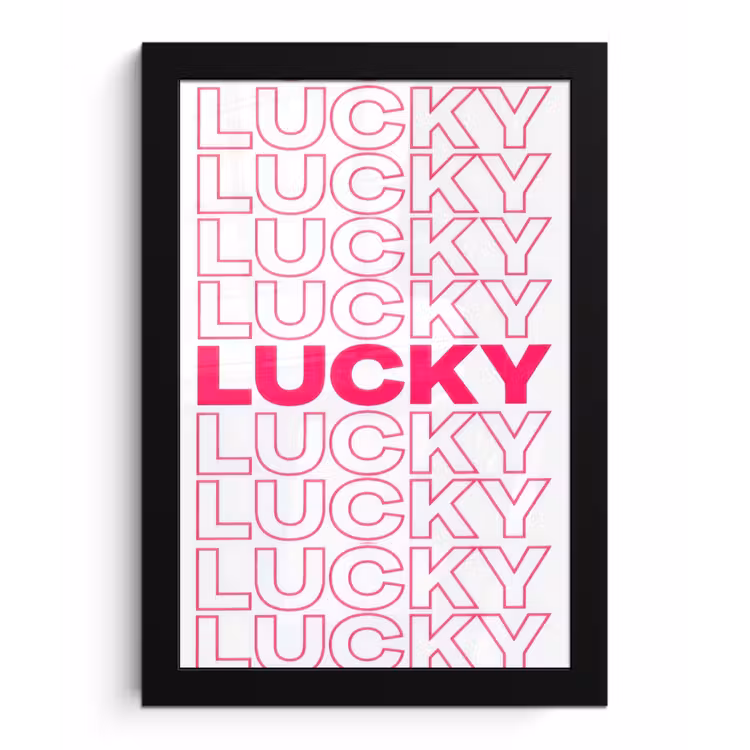Poster met lijst - Lucky - Roze - Patroon — 1