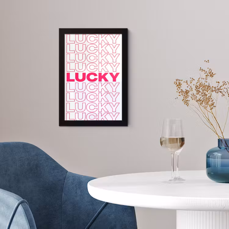 Poster met lijst - Lucky - Roze - Patroon — 2