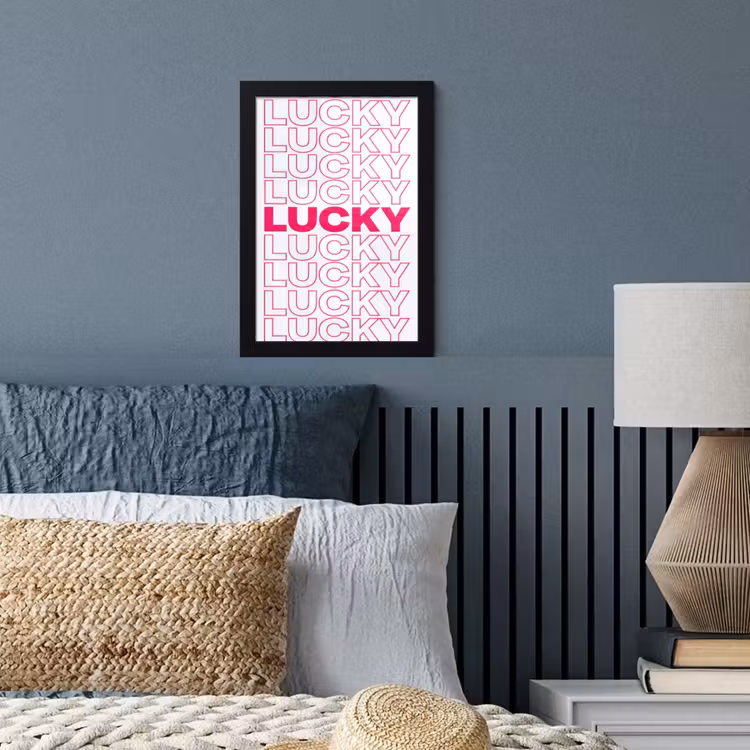 Poster met lijst - Lucky - Roze - Patroon — 4
