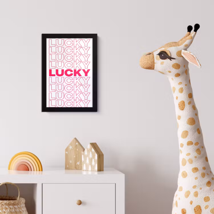 Poster met lijst - Lucky - Roze - Patroon — 5