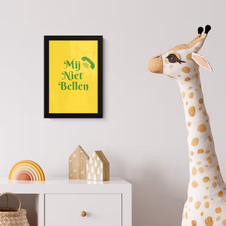 Poster met lijst - Mij niet bellen - Telefoon - Geel — 5