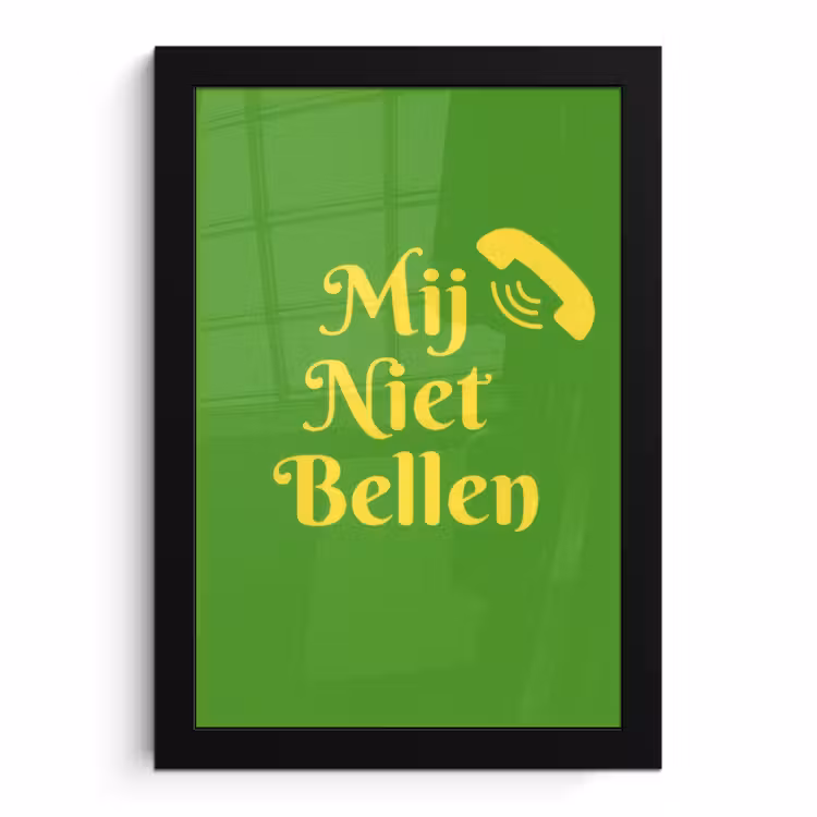 Poster met lijst - Mij niet bellen - Telefoon - Groen — 1