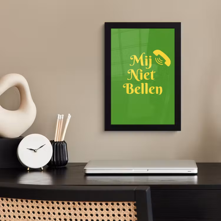 Poster met lijst - Mij niet bellen - Telefoon - Groen — 3