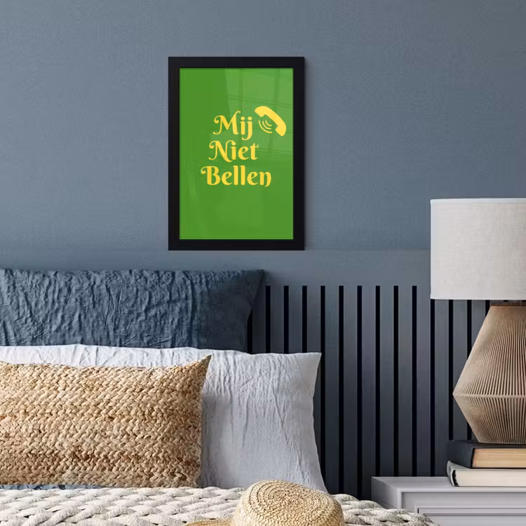 Poster met lijst - Mij niet bellen - Telefoon - Groen — 4