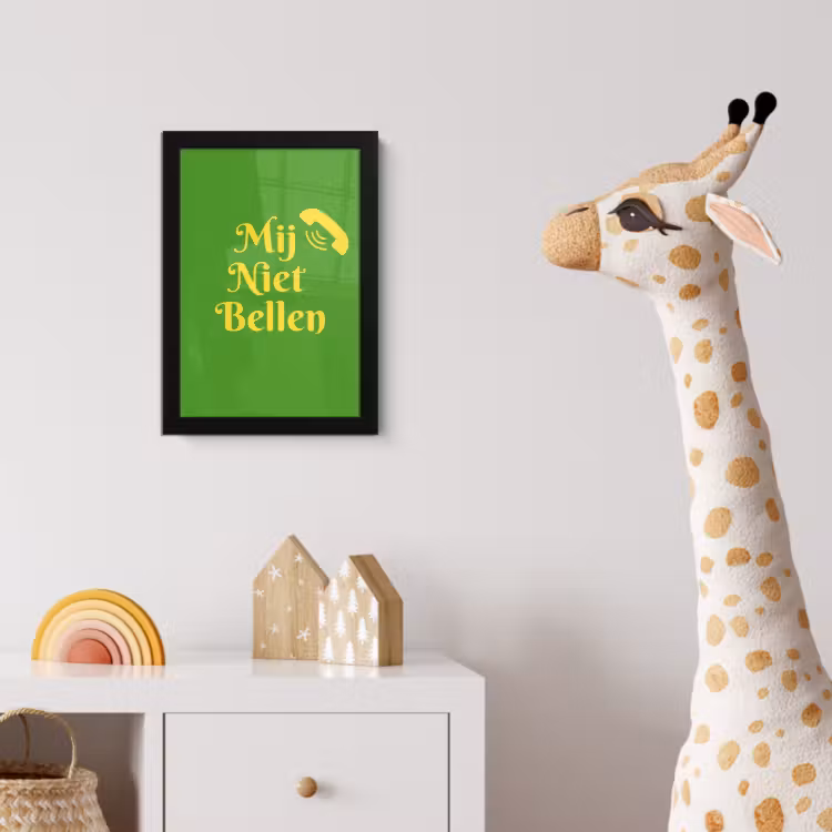 Poster met lijst - Mij niet bellen - Telefoon - Groen — 5