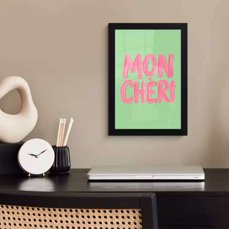 Poster met lijst - Mon cheri - Groen - Roze — 3