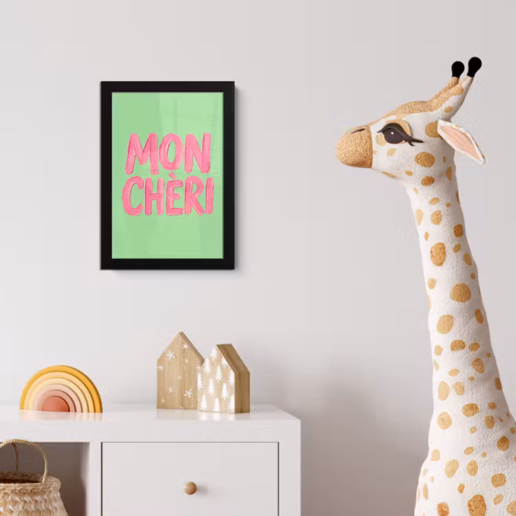 Poster met lijst - Mon cheri - Groen - Roze — 5