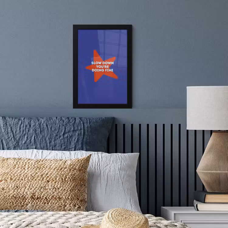 Poster met lijst - Slow down you're doing fine - Ster - Blauw — 4