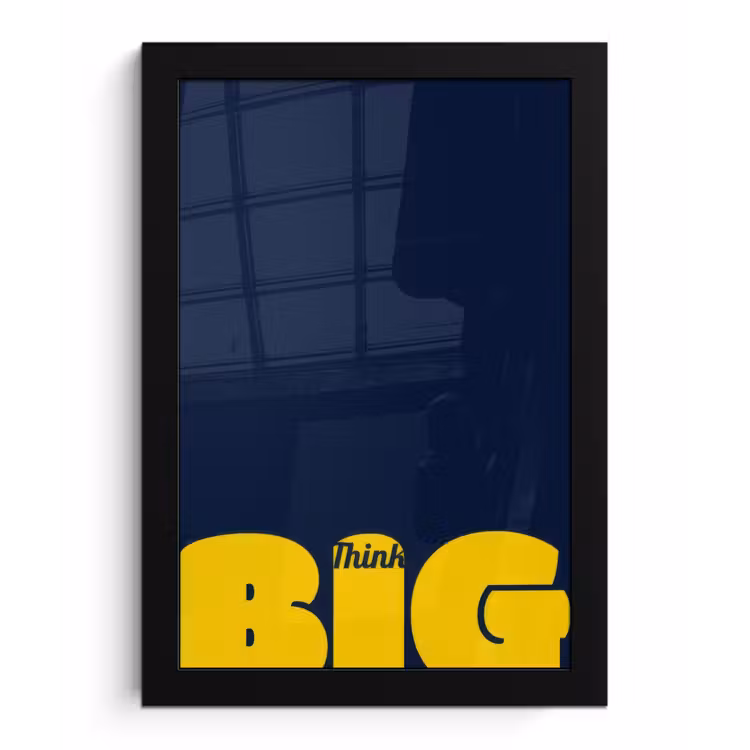 Poster met lijst - Think big - Blauw - Geel — 1