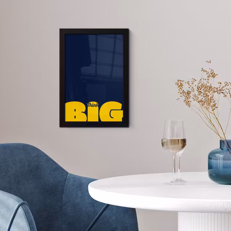 Poster met lijst - Think big - Blauw - Geel — 2