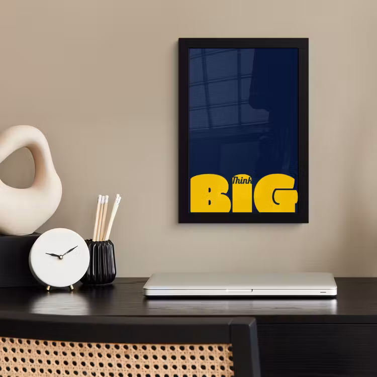 Poster met lijst - Think big - Blauw - Geel — 3