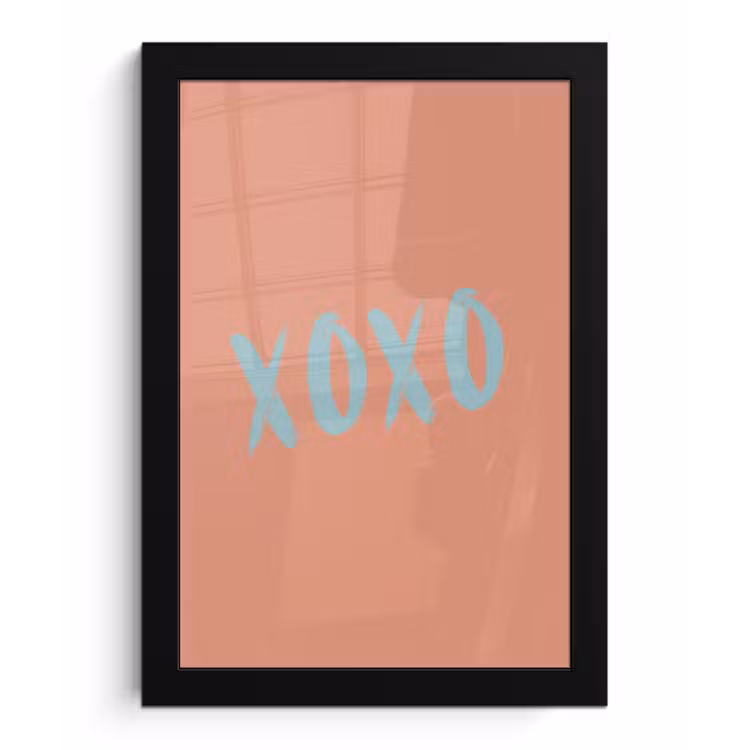 Poster met lijst - XOXO - Blauw - Perzikkleur — 1