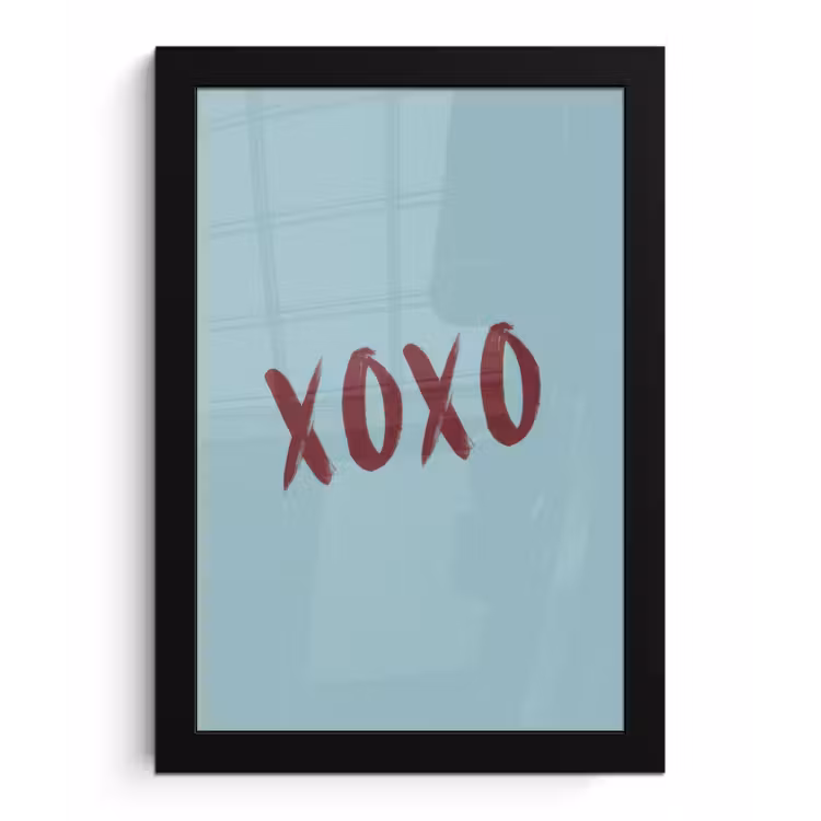 Poster met lijst - XOXO - Blauw - Rood — 1