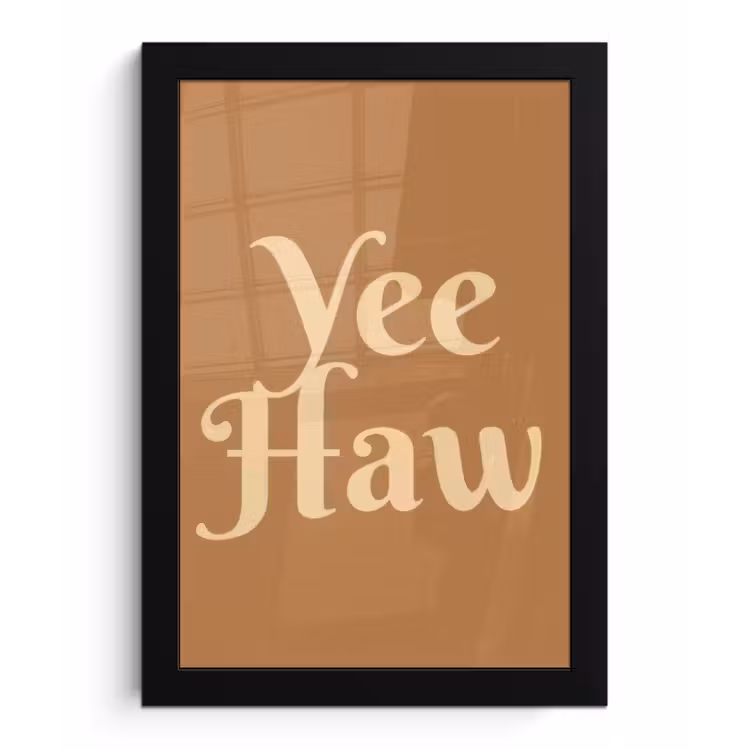 Poster met lijst - Yee haw - Bruin - Minimalistisch — 1