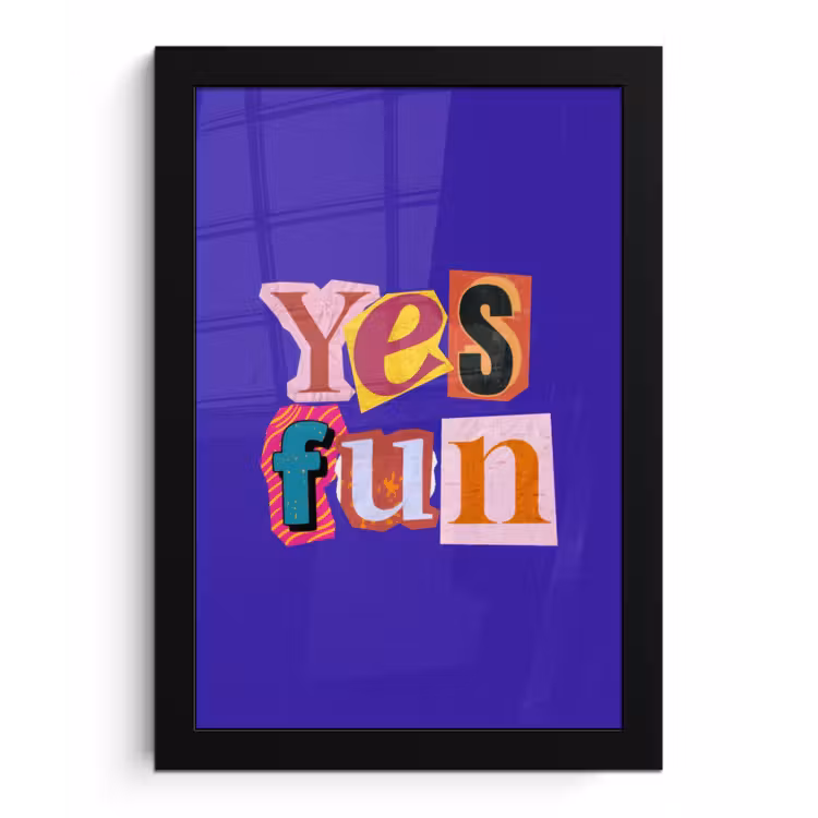 Poster met lijst - Yes fun - Kleurrijk - Collage-stijl — 1