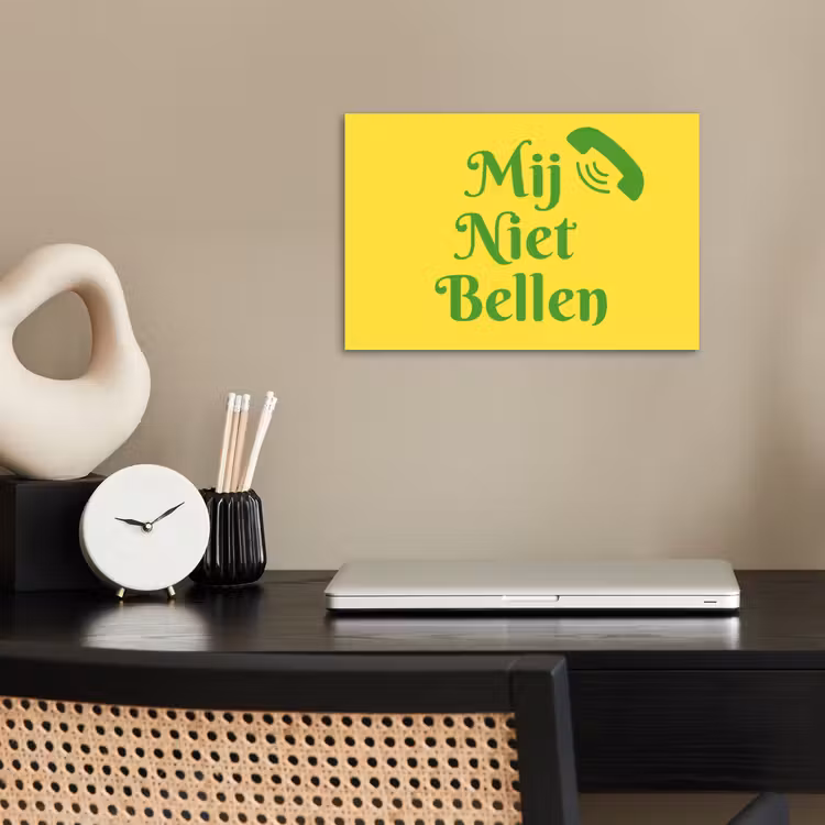Poster - Mij niet bellen - Telefoon - Geel — 2