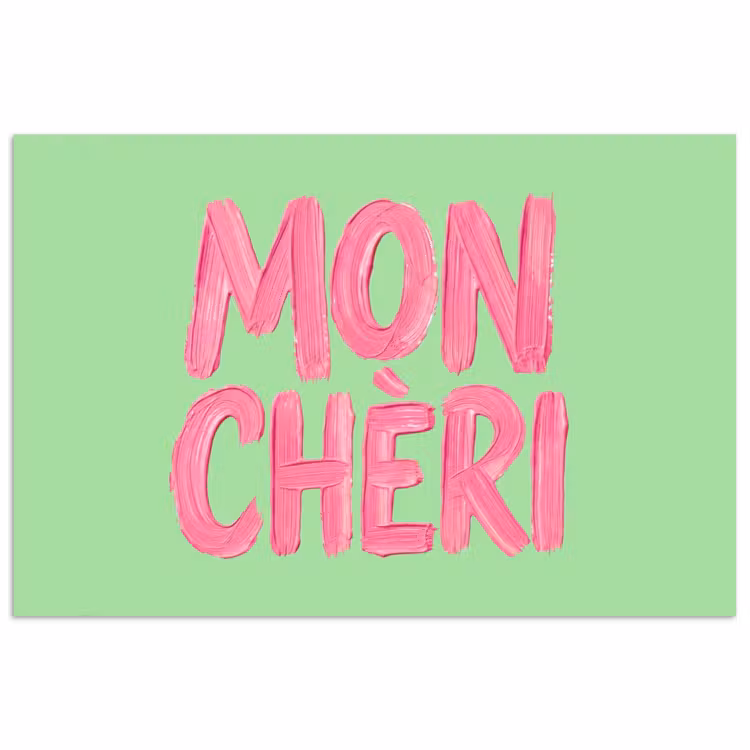 Poster - Mon cheri - Groen - Roze — 1