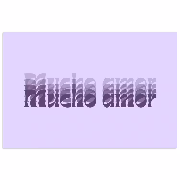 Poster - Mucho amor - Paars - Gelaagde letters — 1